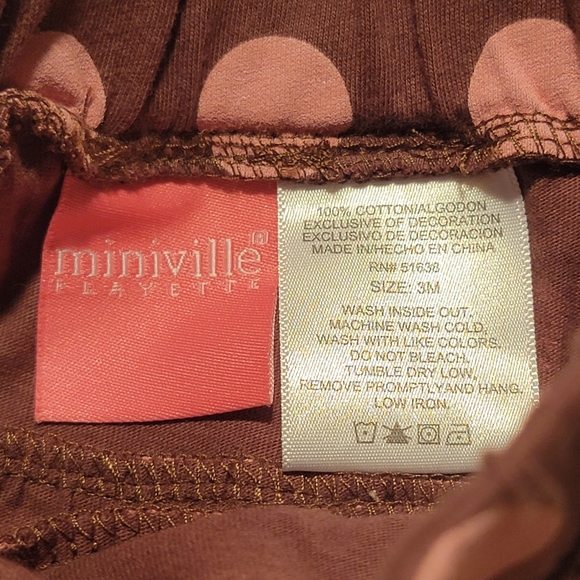 MINIVILLE ♡ Pink|Brown FALL IN LOVE Elephant Bodysuit w/Polka Dot Mini Skirt 3M - Picture 14 of 15
